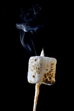 Roasted Marshmallow on a black background Stock Photos