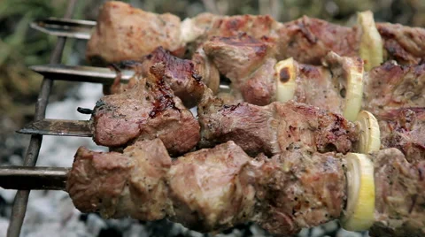 Roasted meat on the coals Stock Footage 50395960