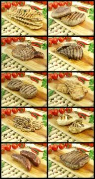 Roasted meat collection Stock Photos