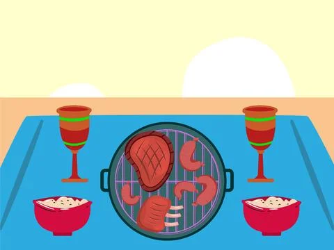 Roasted Meat Concept Illustration Stock Illustration