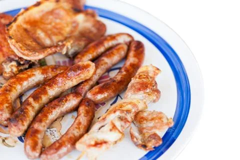Roasted meat on dish Stock Photos
