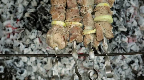 Roasted meat on the grill Stock Footage 50397075