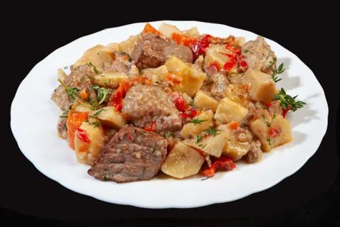 Roasted Meat With Potatoes Stock Photos