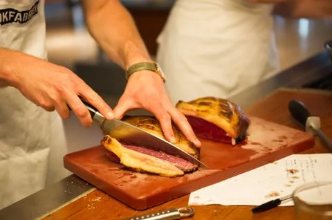 Roasted meat is ready to be served Stock Photos