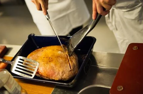 Roasted meat is ready to be served Stock Photos