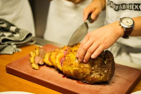 Roasted meat is ready to be served Stock Photos