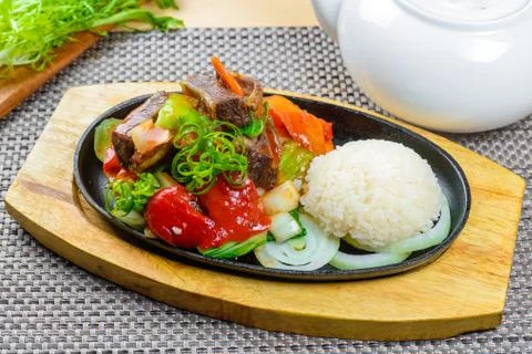Roasted meat with rice Stock Photos