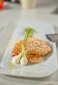 Roasted meat served Foto stock