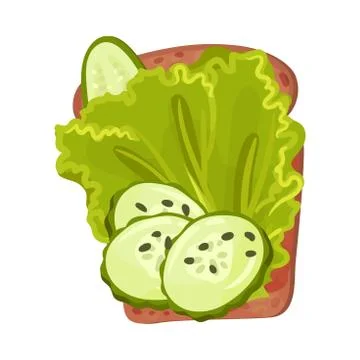Roasted Multigrain Bread with Lettuce Leaf and Cucumber Vector Illustration Illustrazione stock