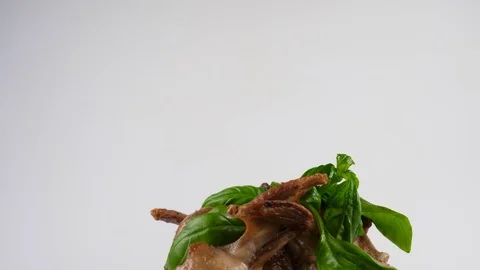 Roasted or fried quail, Gourmet food, camera moves from up to bottom Stock Footage 80142798