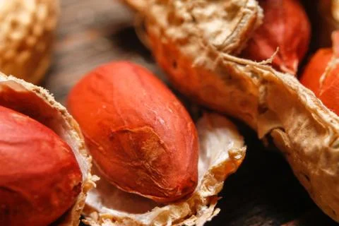 Roasted peanut in shell and peeled Stock Photos
