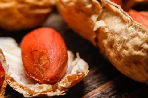 Roasted peanut in shell and peeled Stock Photos