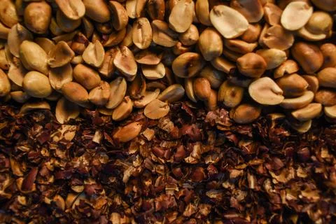 Roasted peanut texture. Stock Photos