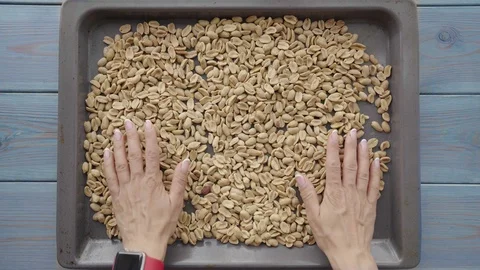 Roasted peanuts on baking sheet Stock Footage 91786788