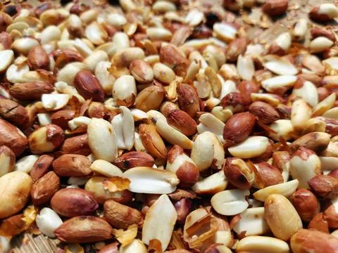 Roasted peanuts in the shell. Fried Nuts for a healthy diet and nutrition Stock Photos