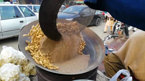 Roasted Peanuts Vendor Lahore Stock Footage 132415866