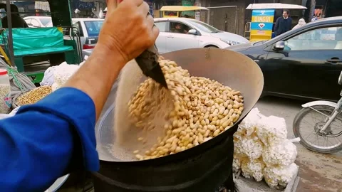 Roasted Peanuts Vendor Lahore Stock Footage 132415877