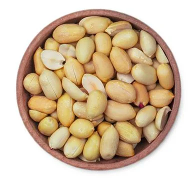 Roasted peanuts in a white cup Isolated on white background Stock Photos