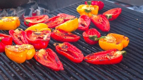 Roasted peppers on the grill Stock Footage 115714927