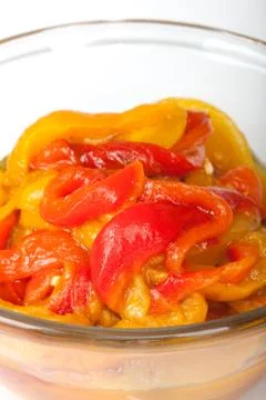 Roasted peppers with oil Stock Photos