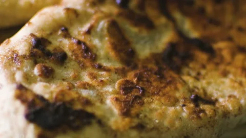 Roasted pies in column close up panning macro fresh tasty Stock Footage 108854196