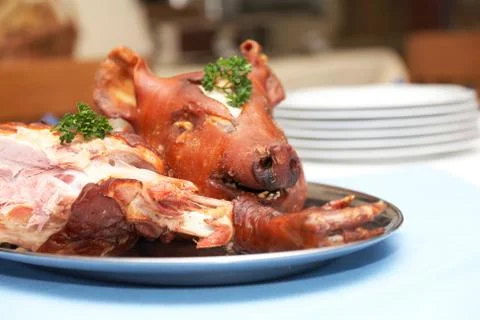 Roasted pig head Stock Photos