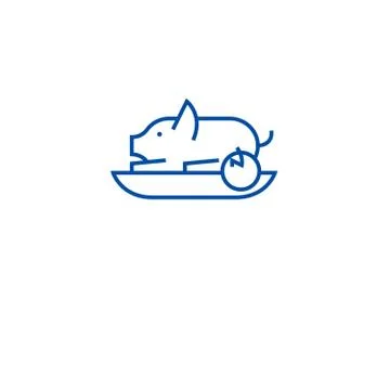 Roasted pig line icon concept. Roasted pig flat vector symbol, sign, outline Stock Illustration
