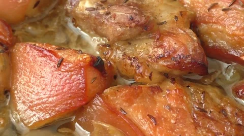 Roasted pork belly with onion Stock Footage 49714545