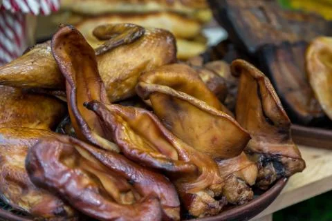 Roasted pork ears Stock Photos