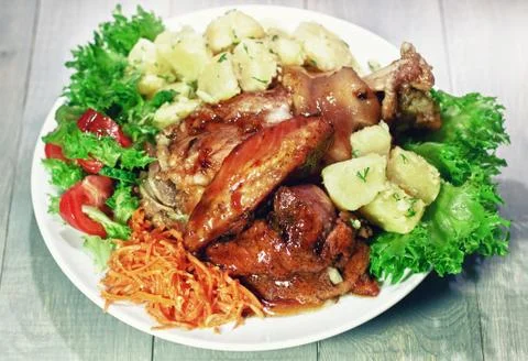 Roasted pork knuckle Stock Photos