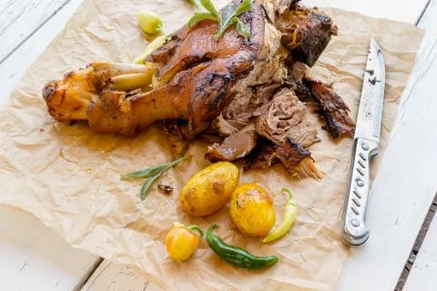 Roasted pork knuckle Stock Photos