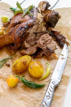 Roasted pork knuckle Stock Photos