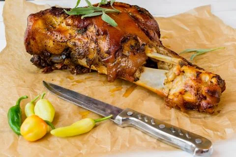 Roasted pork knuckle Stock Photos