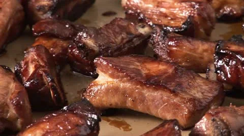 Roasted pork ribs Stock Footage 24653685