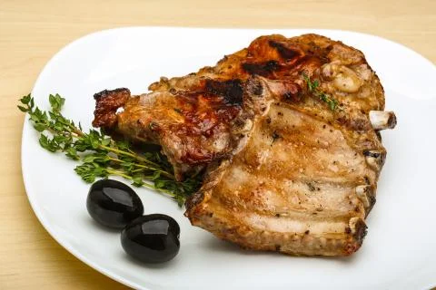 Roasted pork ribs Stock Photos