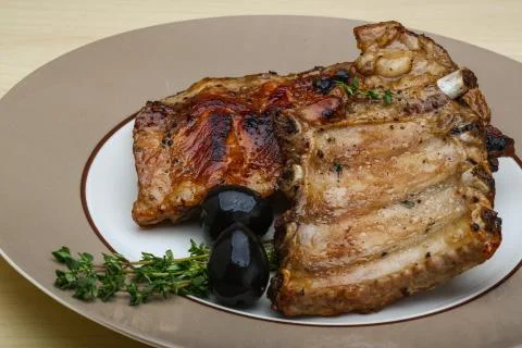 Roasted pork ribs Stock Photos