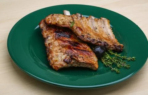 Roasted pork ribs Stock Photos