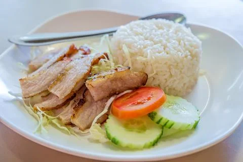Roasted pork with rice Foto stock