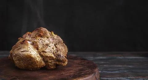 Roasted pork shoulder with steam with copy space Fotos de archivo