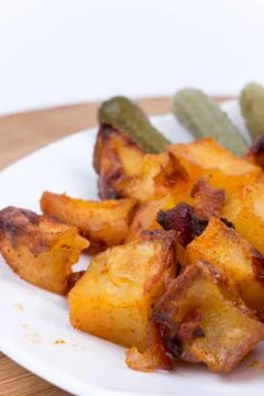 Roasted potatoes in the plate Stock Photos