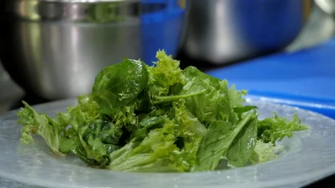 Roasted Prawns on Lettuce Stock Footage 131366969