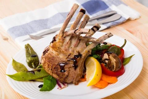 Roasted rectangle lamb rack Photos