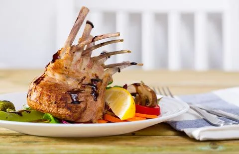 Roasted rectangle lamb rack Stock Photos