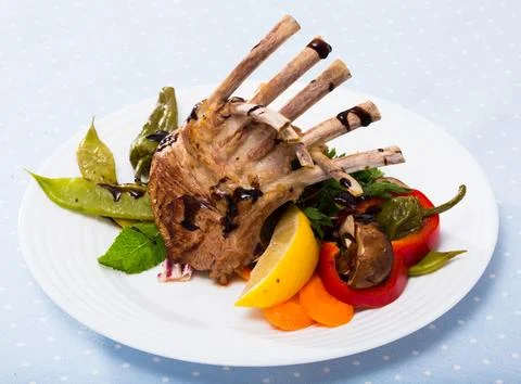Roasted rectangle lamb rack Stock Photos