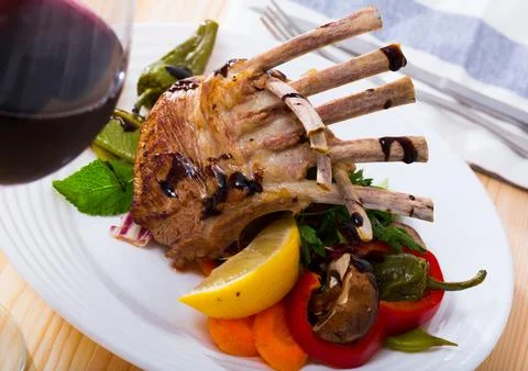 Roasted rectangle lamb rack Stock Photos