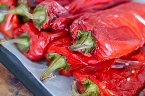 Roasted red peppers Stock Photos