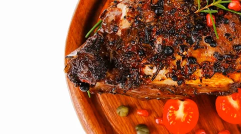 Roasted ribs on wood Vídeos de archivo 37661488