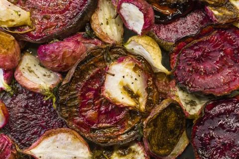 Roasted Root Vegetable Closeup Stock Photos