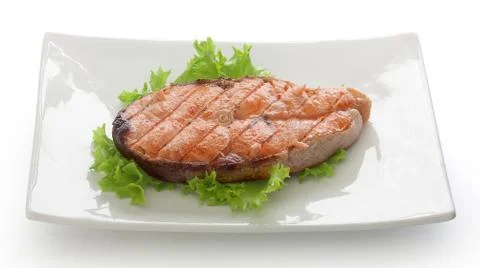 Roasted salmon steak Stock-Fotos