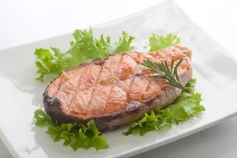 Roasted salmon steak Stock-Fotos